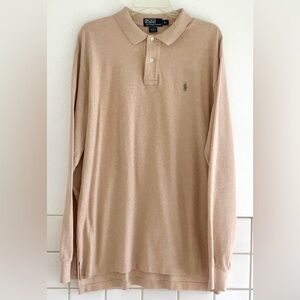 Polo by Ralph Lauren 2 Button 1/2 Placket Long Sleeve e Polo Shirt Beige/Tan XL